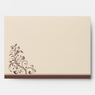 Custom Brown Floral Curls with Return Address Envelopes