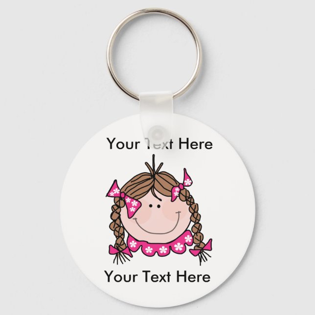 Custom Brown Hair Girl Keychain (Front)
