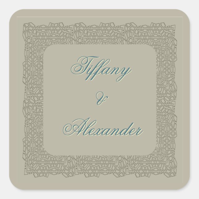 Custom brown lace elegant vintage wedding sticker (Front)