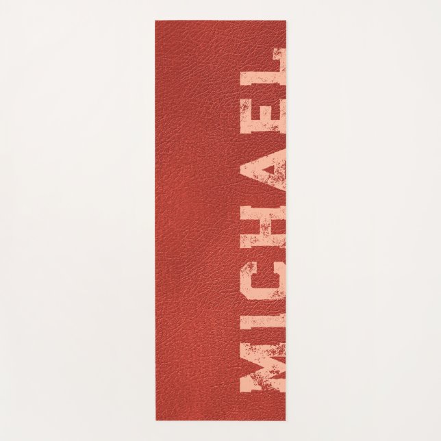 Custom Brown Leather Look Template Name Trendy Yoga Mat (Front)