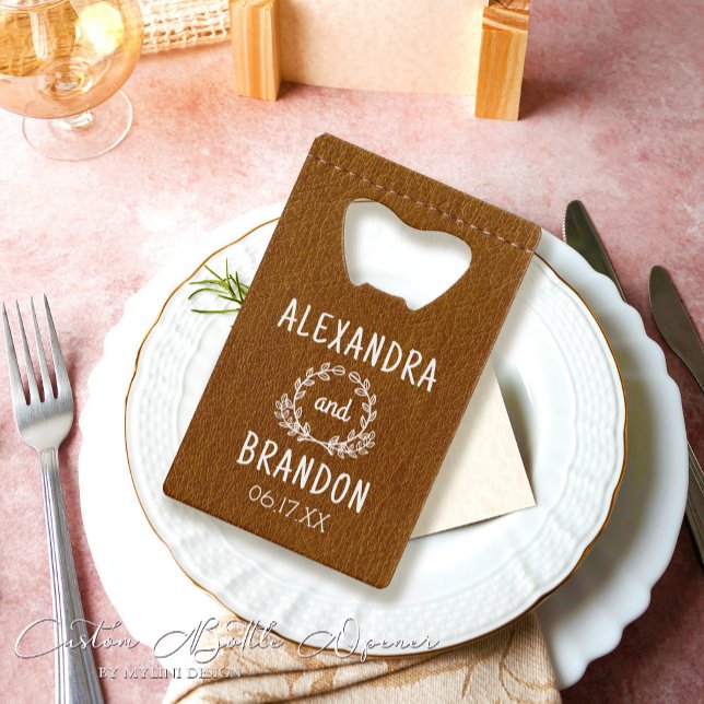 Custom Brown Leather Print Wedding Bottle Opener (Creator Uploaded)