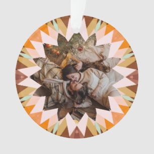 Custom Brown Orange Christmas Star Photo Gift Tree Ornament