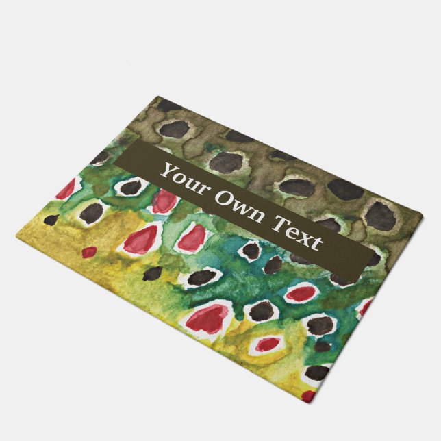 Custom Brown Trout Skin Fly Fishing Doormat (Angled)