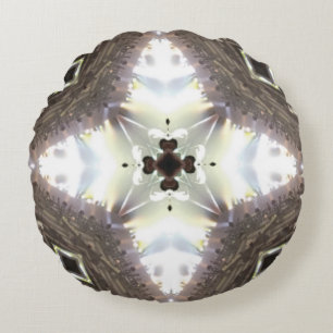 Custom Brown White Designed Round Pillow