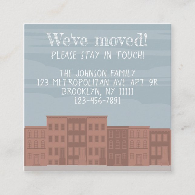 Custom Brownstone Moving Enclosure Card (Front)