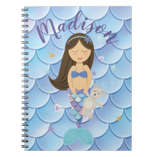 Custom Brunette Little Mermaid Notebook