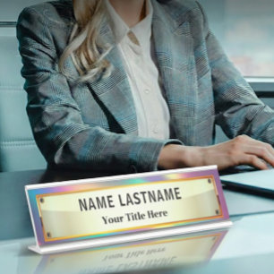 Custom Brushed Gold   Professional Modern Desk Name Plate
