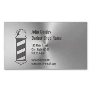 Custom Brushed Metal Look for Barber Magnetic Business Card