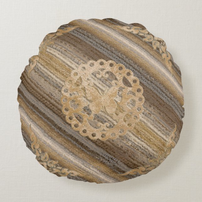 Custom Brushed Polyester Round Throw Pillow (Front)