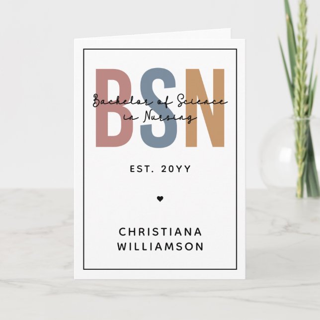 Custom BSN Bachelor of Science in Nursing Card (Front)