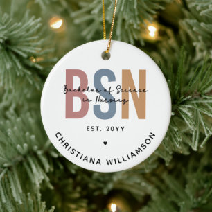 Custom BSN Bachelor of Science in Nursing Ceramic Tree Decoration