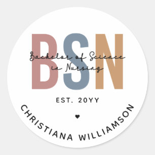Custom BSN Bachelor of Science in Nursing Classic Round Sticker