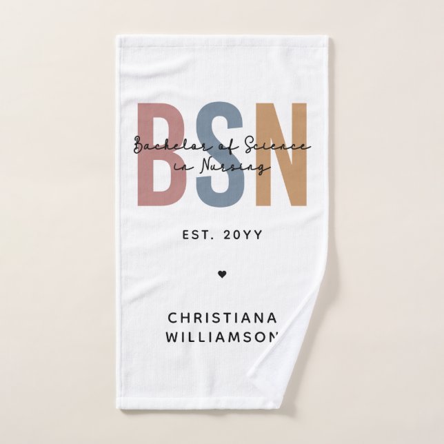 Custom BSN Bachelor of Science in Nursing Hand Towel (Hand Towel)