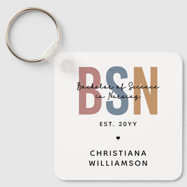 Custom BSN Bachelor of Science in Nursing Key Ring (Front)