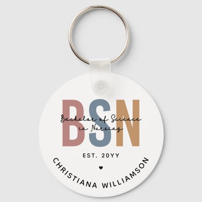 Custom BSN Bachelor of Science in Nursing Key Ring (Front)