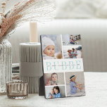 Custom "Bubbe" Grandchildren 6 Photo Collage Plaque<br><div class="desc">Create a sweet gift for grandma with this six photo collage plaque. "BUBBE" appears in the centre in chic pastel mint green lettering,  with your custom message and grandchildren's names overlaid.</div>