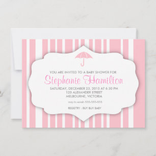Custom bubble gum stripes baby girl shower invites