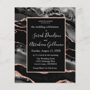 Custom Budget Black Agate Wedding Invitations