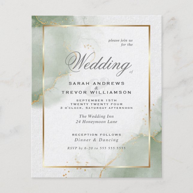 Custom - Budget Wedding Gold Muted Sage (Front)