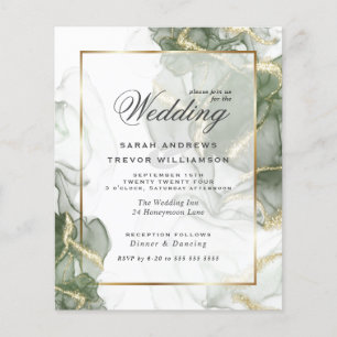 Custom Budget Wedding Gold Muted Sage Green Ink