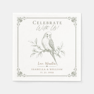 Custom Budgie Wedding Celebrate Bird Parakeet gift Napkin