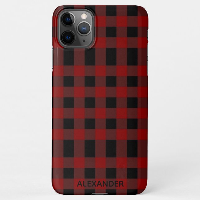 Custom Buffalo Plaid Add Name BUDGET iPhone Case (Back)