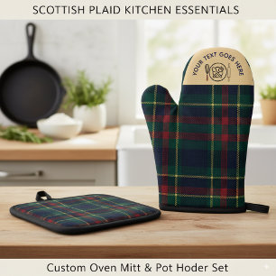 Custom Buffalo Plaid Kitchen Scottish style  Oven Mitt & Pot Holder Set