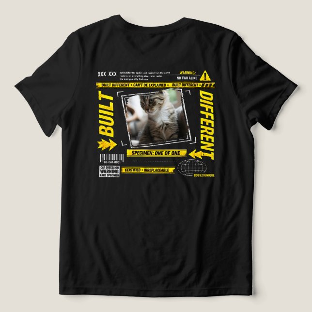 Custom Built Different Cat Lover Unique Gift Tri-Blend Shirt (Design Back)