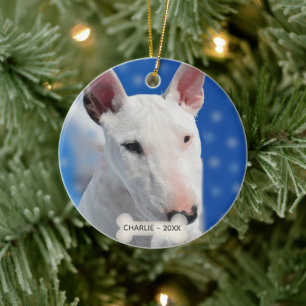 Custom Bull Terrier Dog Photo Ceramic Tree Decoration