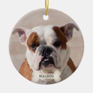 Custom Bulldog Boxer Dog Photo Ceramic Tree Decoration
