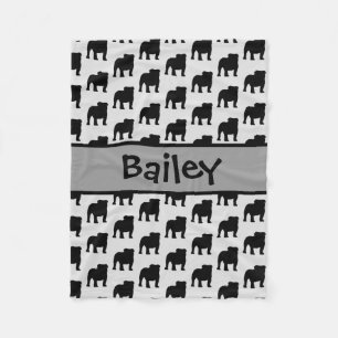Custom Bulldog Dog Silhouette Fleece Blanket