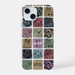 Custom Bulldog Floral Art Boho Pet Lover Gift iPhone 15 Case