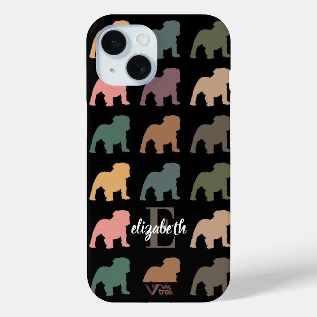 Custom Bulldog Floral Name Initial Boho Pet Lover  Case-Mate iPhone Case (Back)