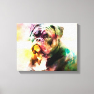 Custom Bulldog Watercolor Painting Canvas Print