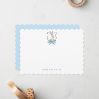 Custom Bunny Baby Boy Stationery Baby Shower Card
