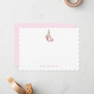 Custom Bunny Baby Girl Stationery Baby Shower Card
