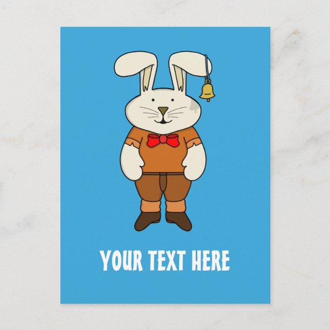 Custom Bunny with a bell in his ear Postcard (Front)