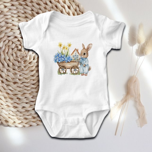 Custom Bunny with Blue Flowers Baby Bodysuit (Creator Uploaded)