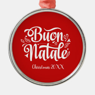 Custom Buon Natale Italian Merry Christmas Metal Tree Decoration