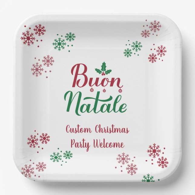 Custom Buon Natale Italian Merry Christmas Paper Plate (Front)