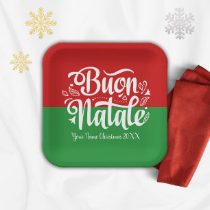Custom Buon Natale Italian Merry Christmas Paper Plate