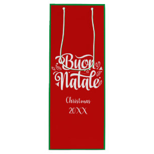 Custom Buon Natale Italian Merry Christmas Wine Gift Bag