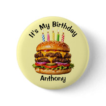 Custom Burger Birthday Button