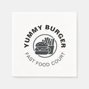 Custom Burger Fast Food Restaurant Logo Square Napkin