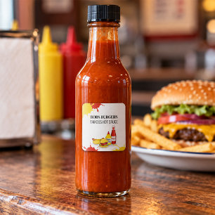 Custom Burger Hot Dog Hot Sauce Business Label