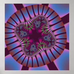 Custom Burgundy Blue Flower Poster