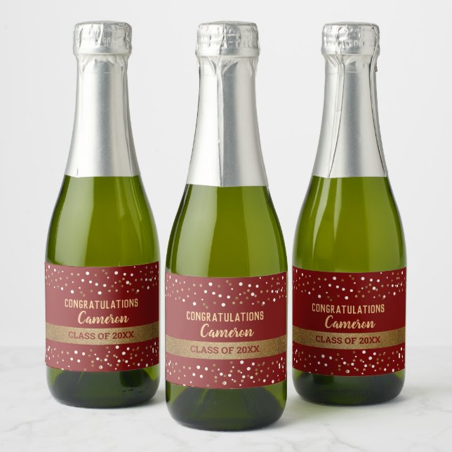 Custom Burgundy Class of 2024 Graduate Sparkling Wine Label (Bottles)