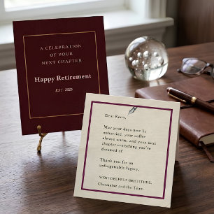 Custom Burgundy Cream Retirement Gift Holiday Card