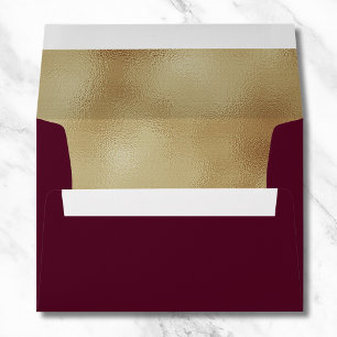 Custom Burgundy Faux Gold Foil Formal 5x7 Envelope