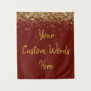 Custom Burgundy & Gold Birthday Party Photo Booth Tapestry